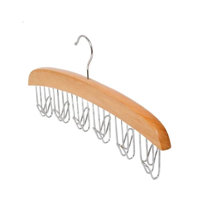 multifunctional clothes hanger traceless solid wood 12 hooks household belt hanger, tie hanging belt, cap hanger
