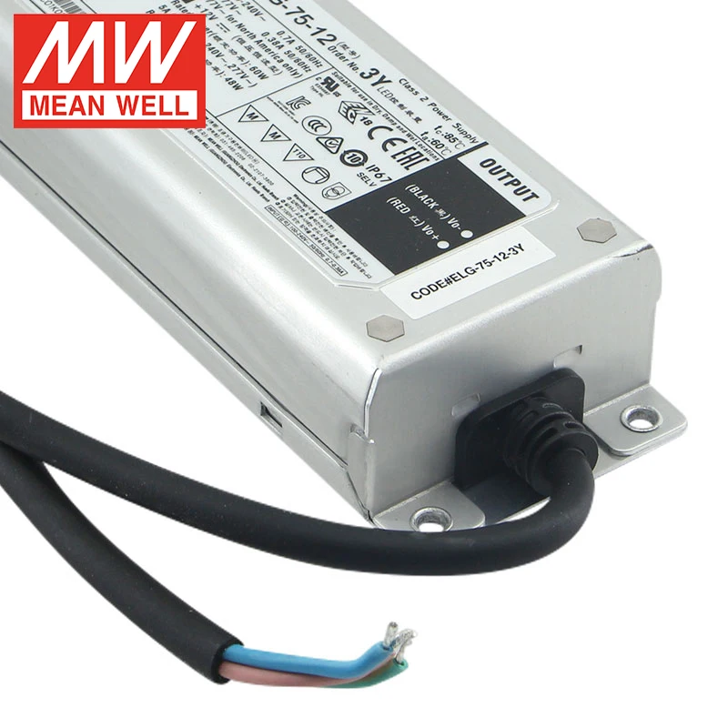 Mean Well ELG-75-12-3Y 75W 5A 12V LED Driver 75W IP67 Metal Housing Constant Voltage And Current Led Driver