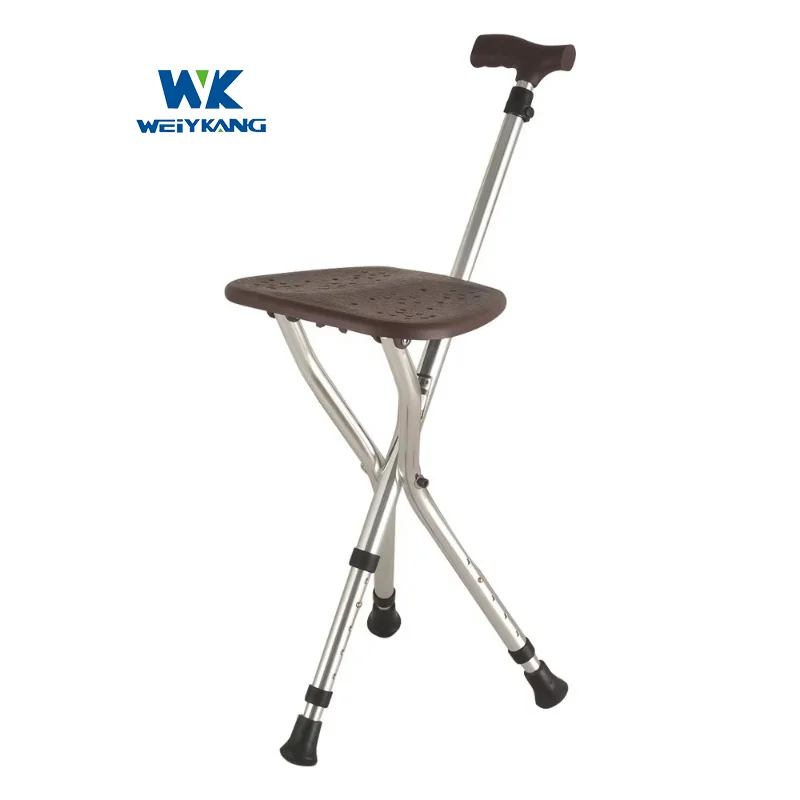 Real price Multi Functional Walking Stick Three Leg Adjust Foldable Walking Stick Chair With Seat