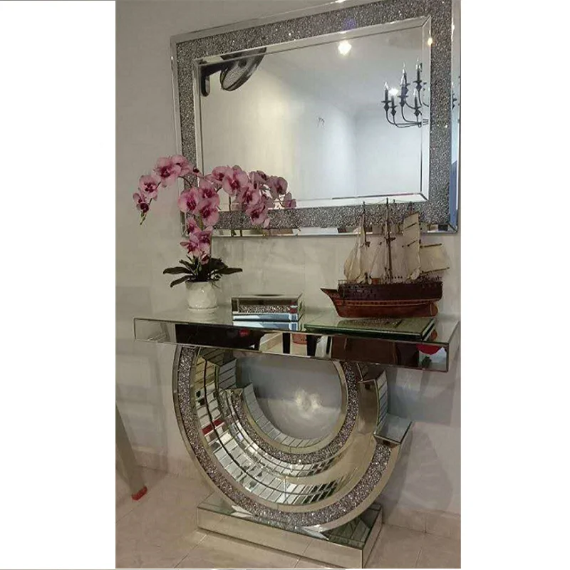 Современный Креативный простой зеркальный Настенный декор в европейском стиле консоль стол с инкрустацией из дробленых бриллиантов