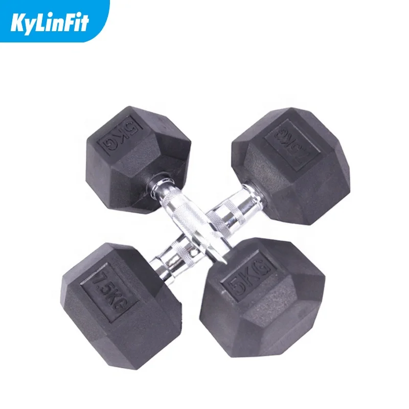 Тяжелая Тренировка Тяжелая лифтинг чугунный шестигранный гантель с резиновым покрытием