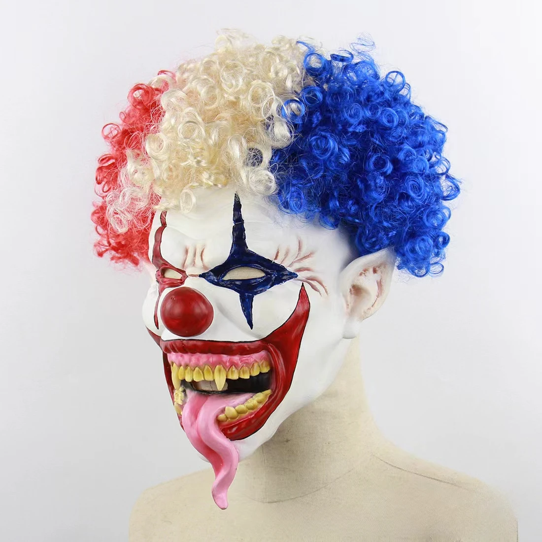 Wholesales Horror Clown Mask with Wig Latex Scary Halloween Carnival Scary Clown Costume Full Head Mask For Disguised Party Prop