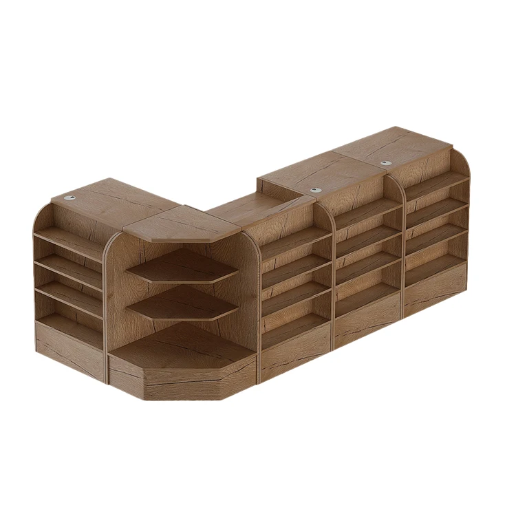 Hot Sale Product Checkout Counter Wooden Cashier Check Table Sample Design Wood Grocery Shop Counter