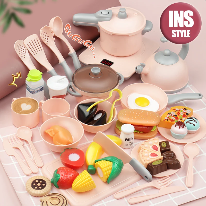 Portable play DIY mini kitchen toys real cooking set for kids 15 pcs set