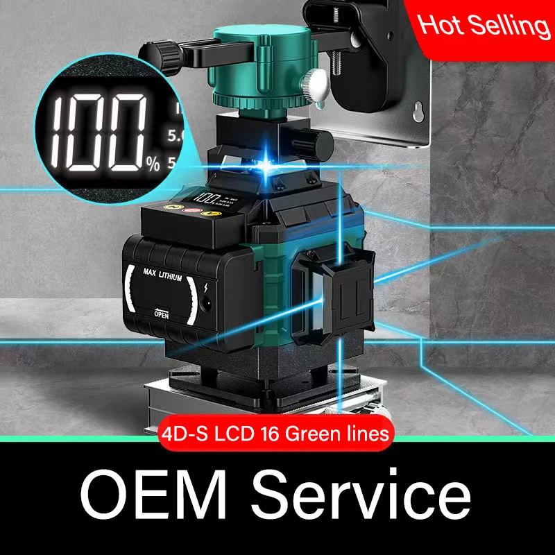 Digital online 4d 16 cross line green 360 rotating laser levels with remote control