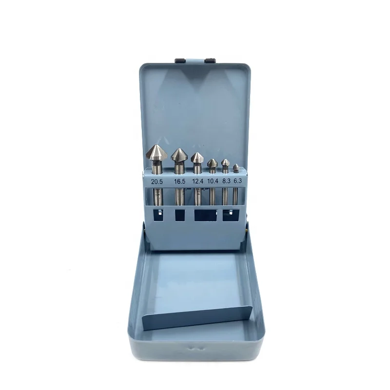 6PCS SET 90 DEGREES HSS COUNTERSINK DRILL BIT 6.3MM -20.5MM CHAMFER DRILLS WOODWORKING TOOL