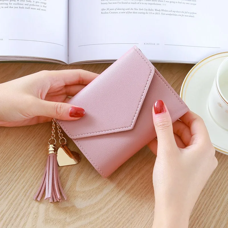 Hot Sale Short Size Waterproof PU Leather Woman Wallet Cute Girls Coin Purse For Small Card For Shopping