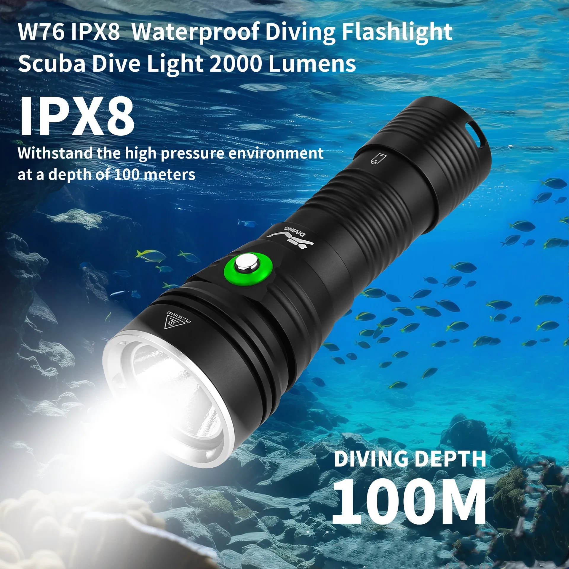 IPX8 светодиодный фонарик для дайвинга под водой 100 м супер яркий подводного плавания Карманный небольшой