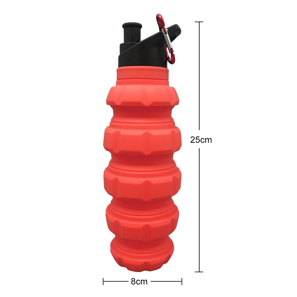 Instock silicone collapsible water bottle, factory price silicone water bottle suitable for climbing