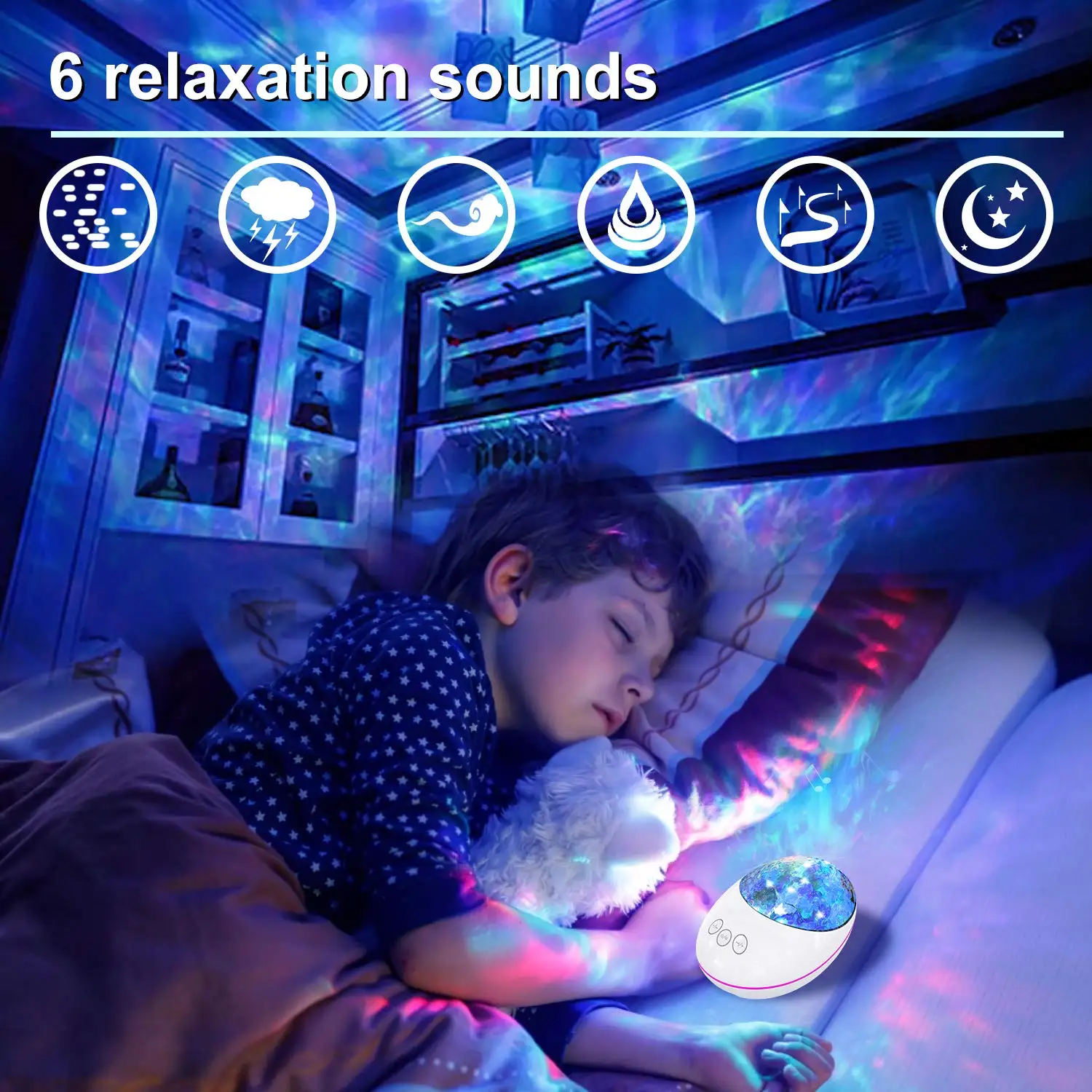 Ocean Wave Projector Night Light Lamp BT Music Player Remote Control Water Wave Led Projector For Baby