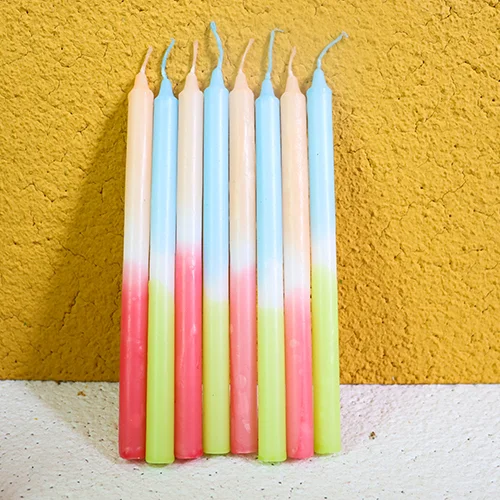 Colored Tapered Candles, gradient candles Home Decoration Colors Dip Dye Taper Candle Set