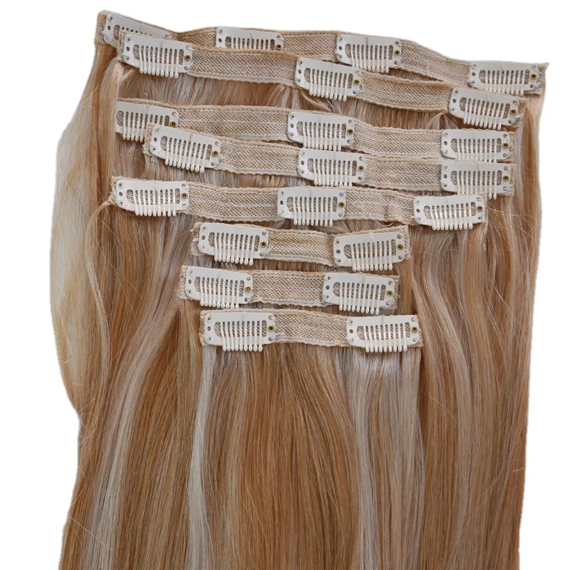 Factory Wholesale 120G 140G 160G 180G Customized Double Drawn Thick Ends Remy Clip In Hair Extension