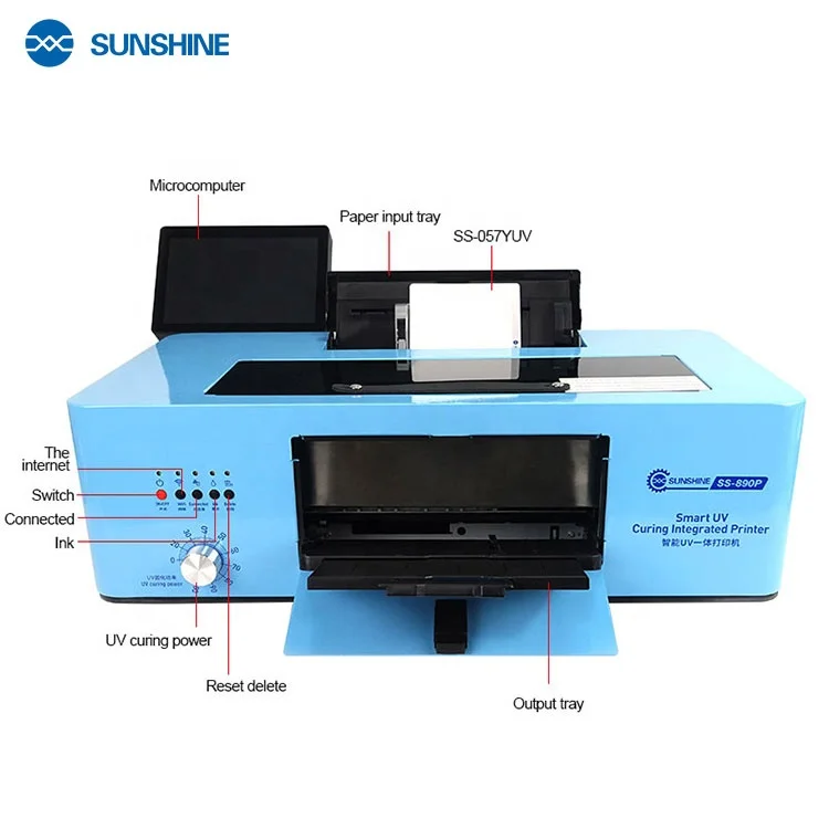 SUNSHINE A4 Smart UV Printer with 8 Inches Touch Computer HD Embossed Print for PUV PC TPU Leather Coated Paper Material SS-890P