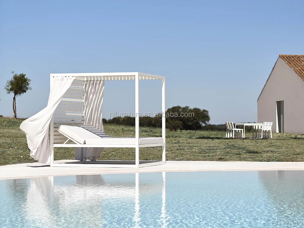 
Aluminium Swimming Pool Daybed Outdoor Sun Bed Lounger Canopy Bed 