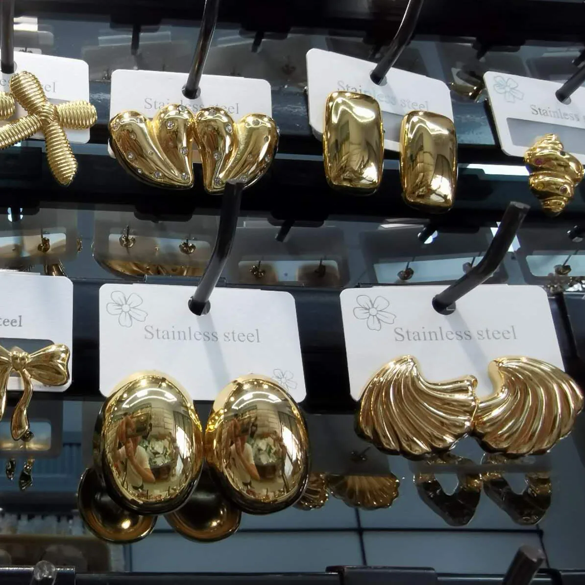 trendy no fade inoxid wholesale latest stainless steel earring waterproof yiwu jewellery factory