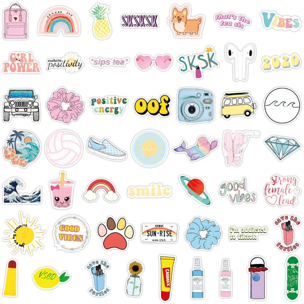 100pcs sticker packs small fresh waterproof PVC graffiti VSCO random stickers for diary cup skateboard luggage wall decal