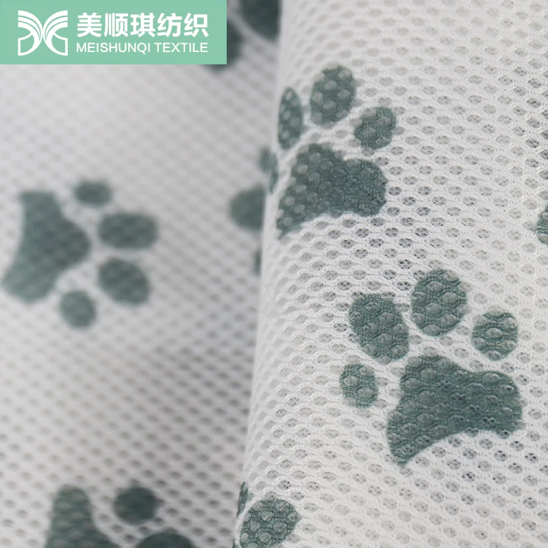 Cute cat paw print mesh fabric for laundry bag sprinted sandwich mesh  spacer fabric