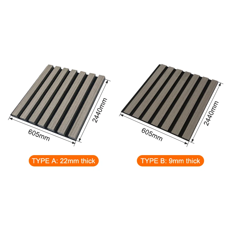 Hot Selling Home Office Decorative Fireproof Sound-absorbing Polyester MDF Slatted Acoustic Wall Floor Panel