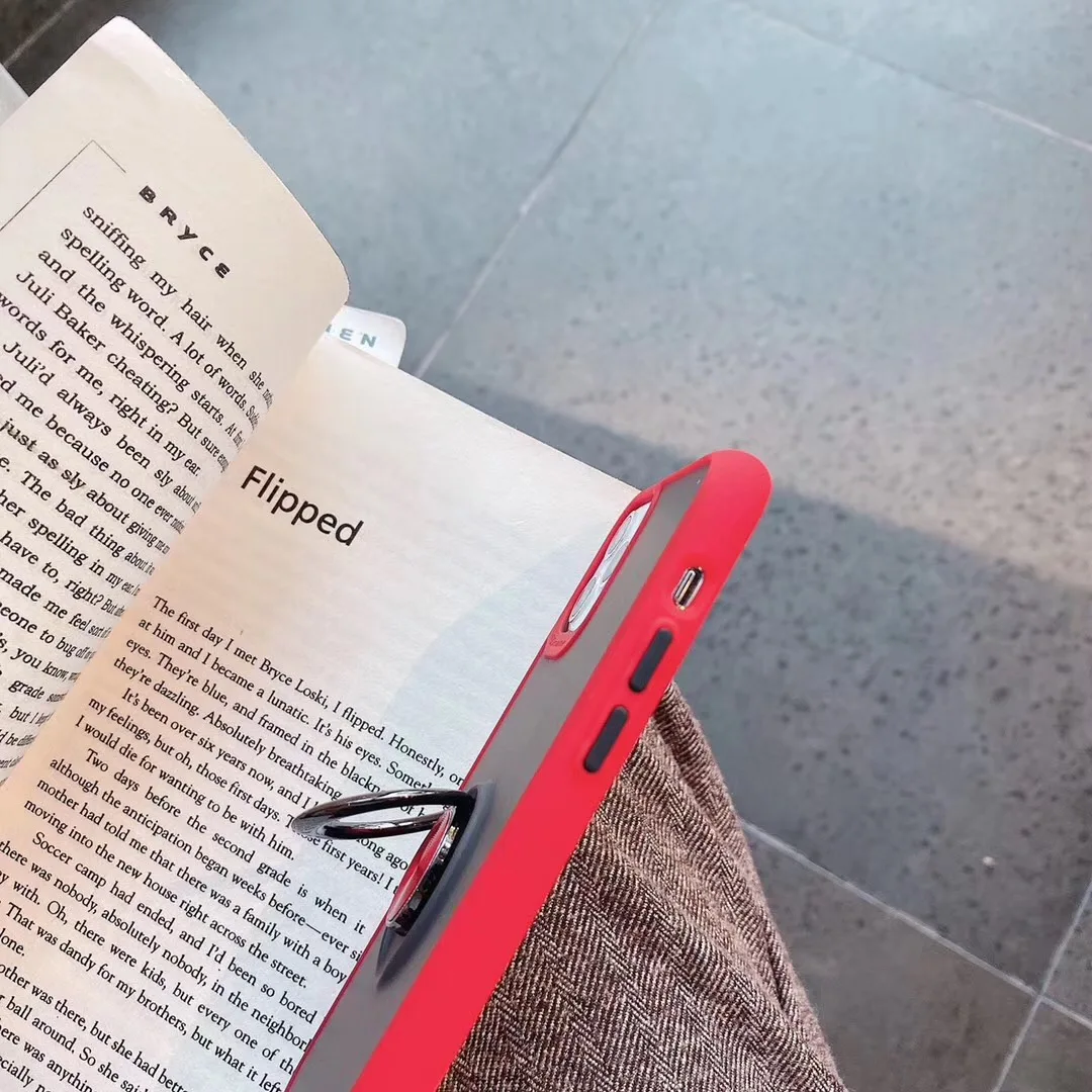 Dropshipping Ring buckle solid pure color 2 in 1phone case for iPhone 11 pro max