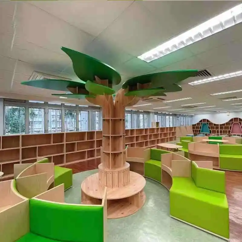 TOP Children Library Home Furniture Acoustic Learning Tree Bookshelf For Childcare Daycare Shelves Reading Corner Room