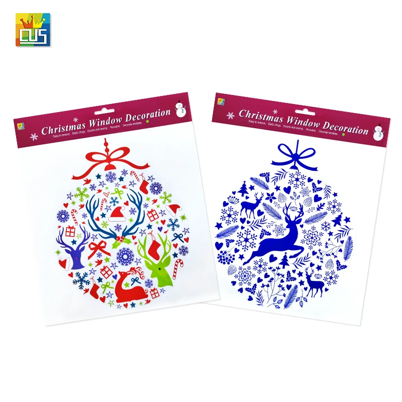 Merry Christmas flower green Wreath bell deer elk Windows decals fridge magnet static electrostatic cling Stickers