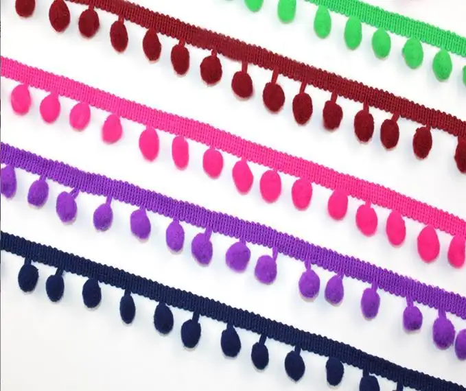 Wholesale Grade 100% Nylon Pom Pom Lace Trim Ball Lace All Sizes Voile Fashion Fabric Clothing Decoration Crocheted Techniques