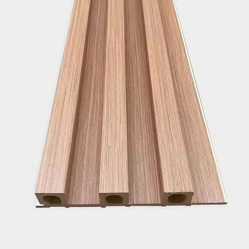 Indoor WPC Slat Partition Wall Eco-Friendly PVC Panels With Bamboo Fiber Louver Great Interior Cladding Panel