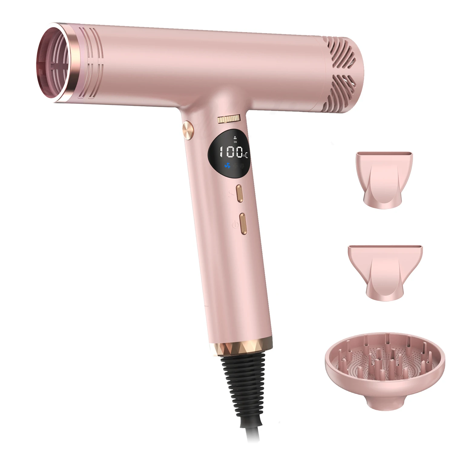 OEM настраиваемый высокоскоростной бесщеточный мотор Фен 1400 Вт ЖК-Дисплей холодный и горячий воздух отрицательный ионный фен