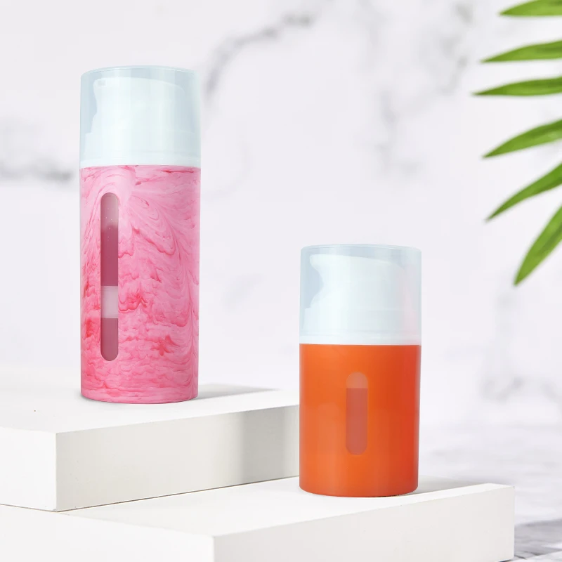 50 мл 100 Экологически чистая Вакуумная бутылка с насосом и окошком для лосьона солнцезащитный крем