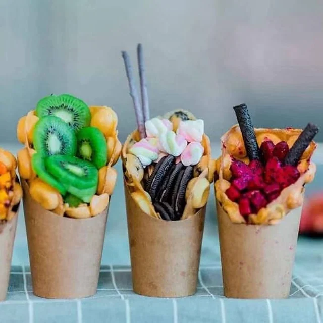 
Eco Food Packaging Kraft Paper French Fries Waffle Takeaway Box 