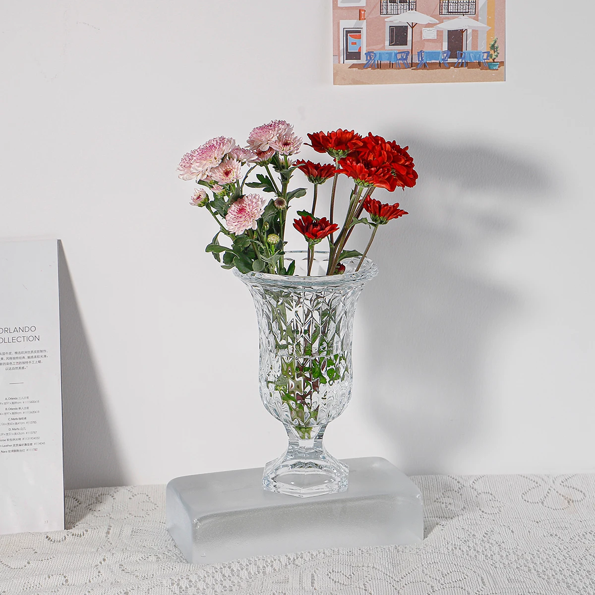 JINGHUANG Glassware China profession manufacturer simple cylinder tall clear flower glass vase