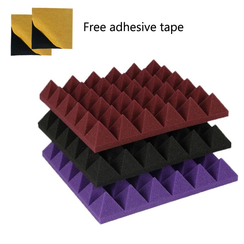 60Cm X 60Cm Soundproofing Sound Absorbing Proof Wall KTY Studio Sound Pyramid Foam Acoustic Panels Burgundy color