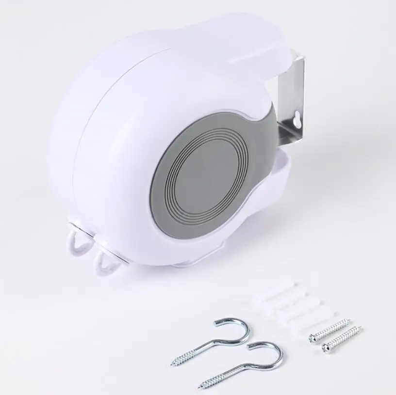 Portable Adjustable Indoor/Outdoor Retractable Clotheslines Durable Hanging Plastic Reel to Air Dry Wet Clothes in Bathroom