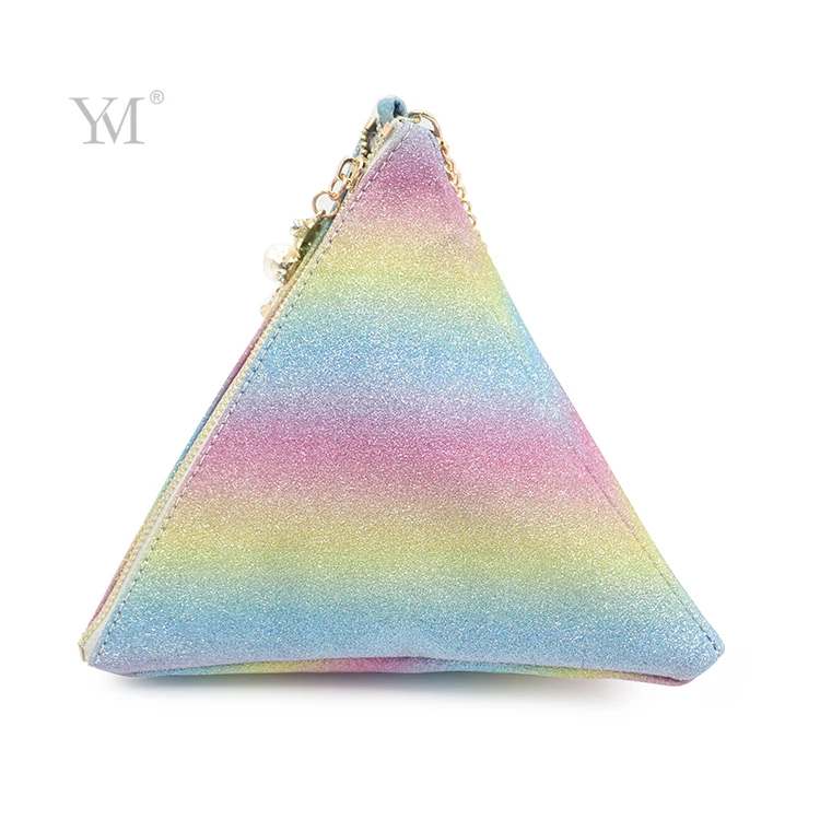 PVC leather cosmetic bags triangle oem colorful small pouch make up bag for women