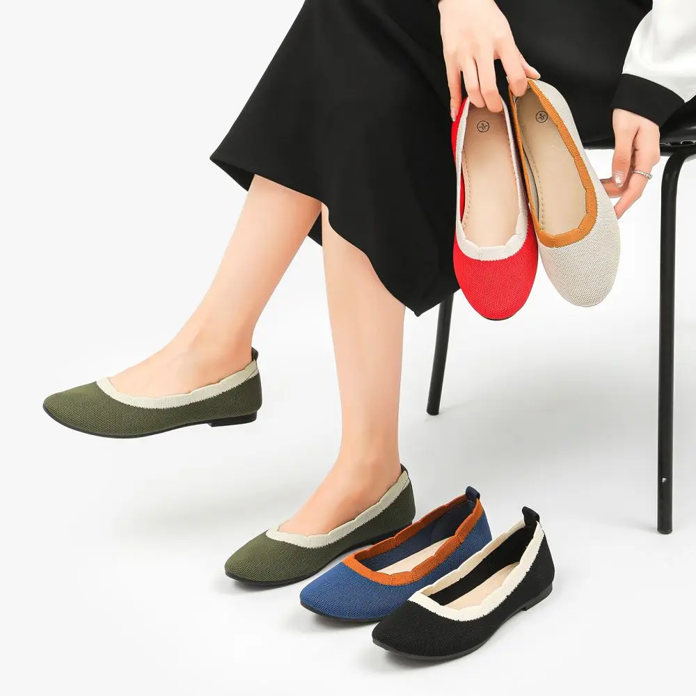 KH Wenzhou Factory Cheap Mesh Customized INJECTION Shoes Spring Fashion Casual Ballet Flat For Women New Style