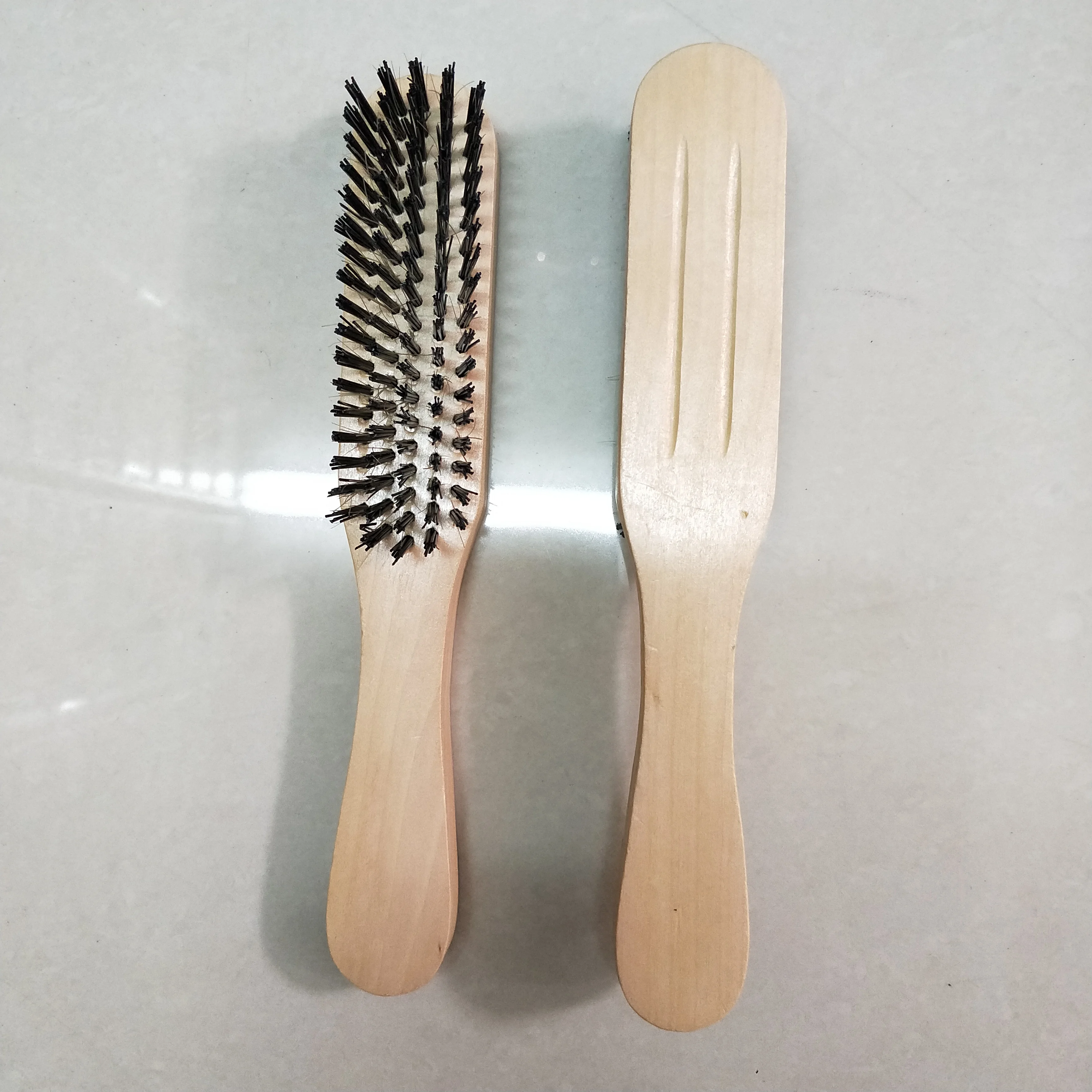 professional wood wave brush with firm or soft bristle laser logo for hair beauty style salon custom blister card massage