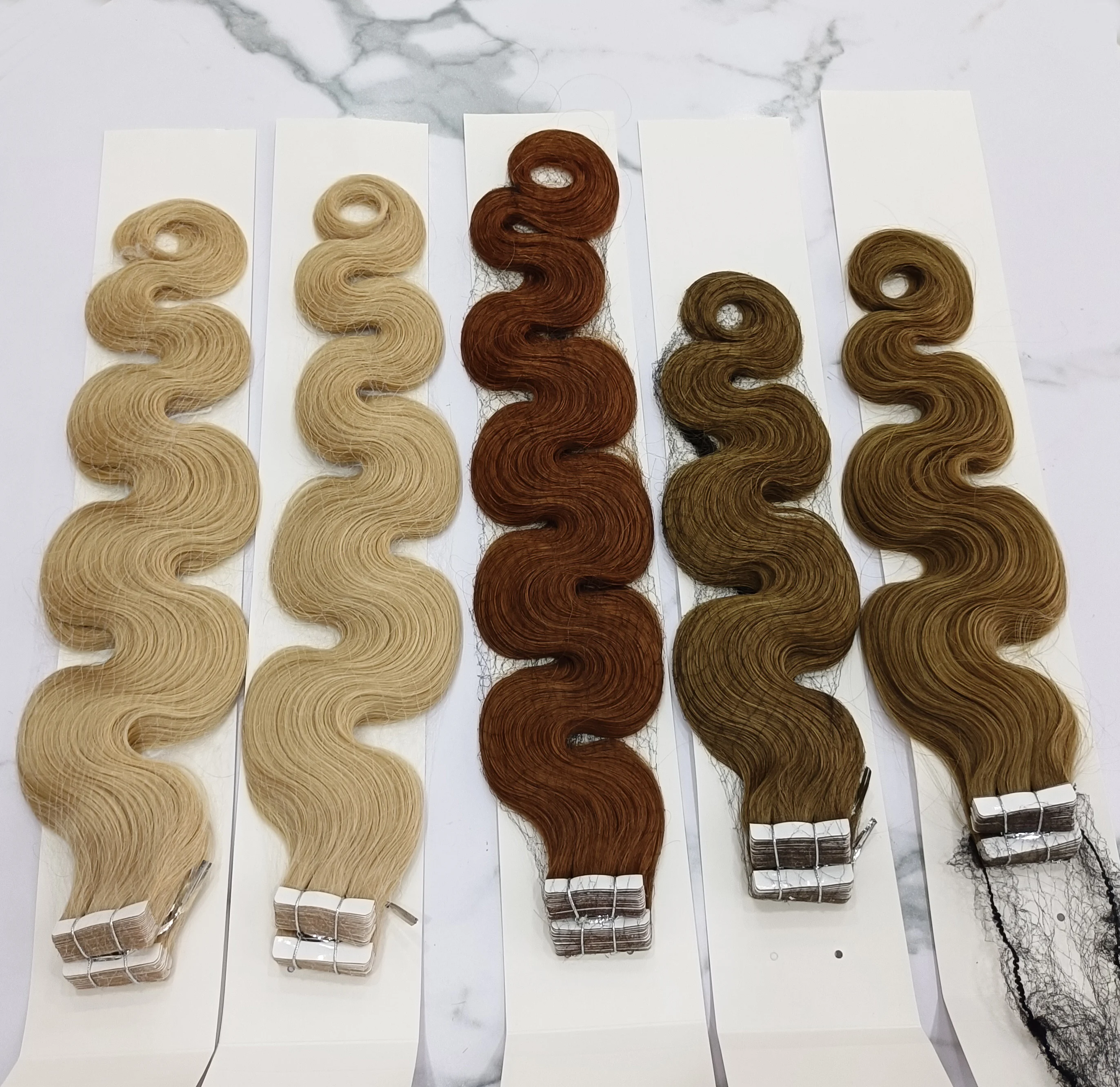Wholesale Double Drawn Natural Hair Loose Body Wave 100 Human Remy Tape Ins Hair Extensions Tape In Hair
