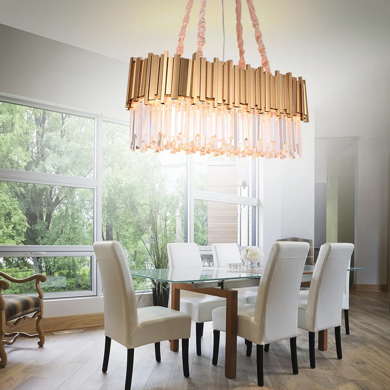 Ceiling Mount Crystal Chandelier Customized Gold Metal Ring Drop Lighting Fixtures Modern Luxury Living Room Decor Pendant Lamp