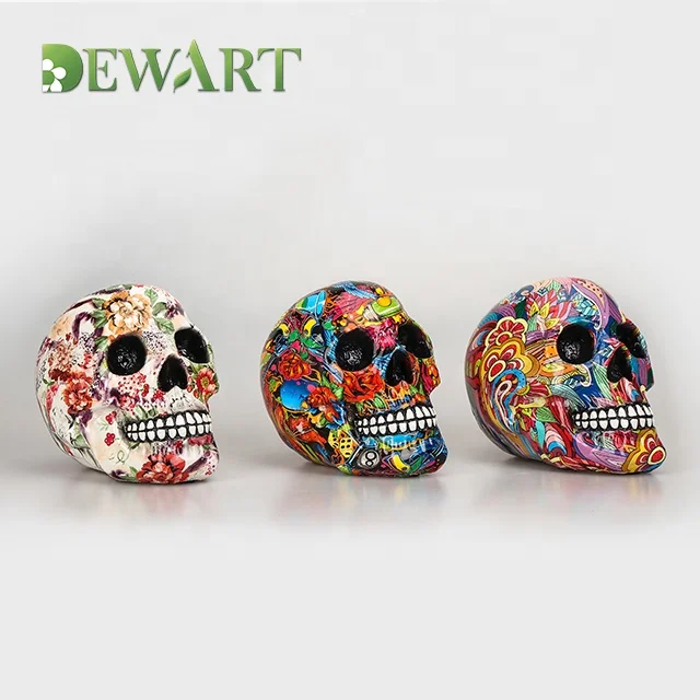 Hot Selling Craft Handmade Scary Skull Sculpture Decor Resin Art Statue For Halloween Holiday Home Decoration Accessories