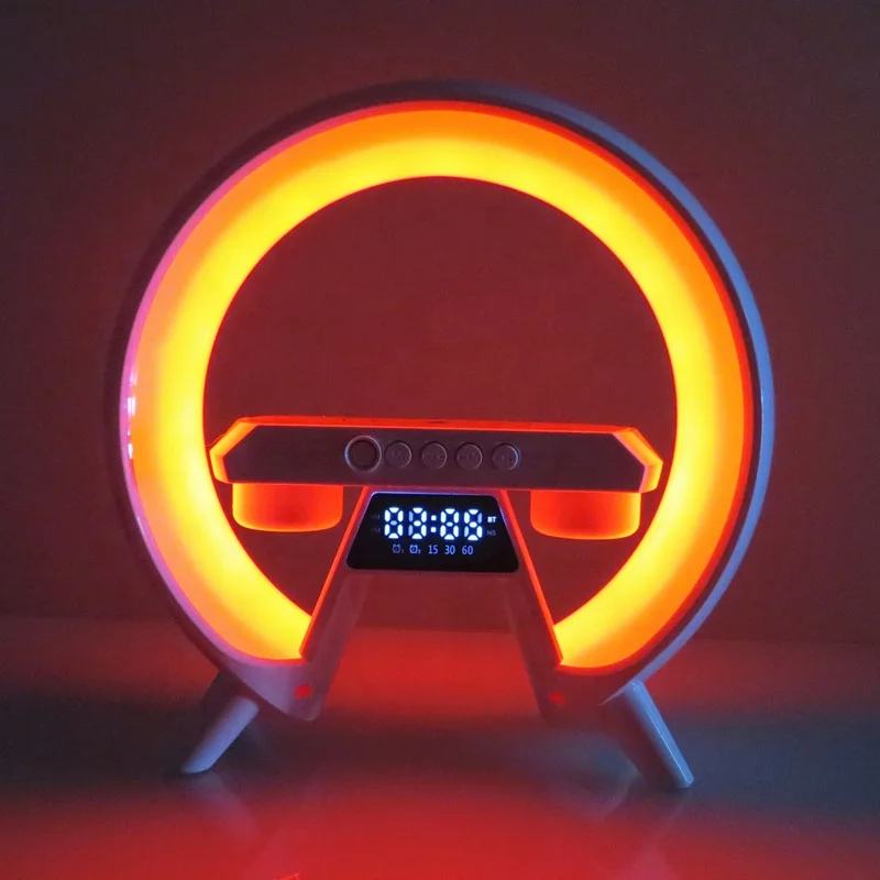 Lonvel Wireless Charging Desk Lamp Smart Table Lamp G6A With Clock BT Music Speaker Ambient Night Light G Table Light With Alarm