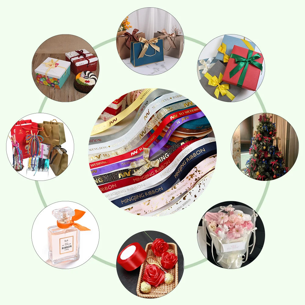 20 Years Ribbon Factory Custom Softness Glossiness Colorfastness Durability Grosgrain Silk Satin Printed Ribbon for Perfect Gift