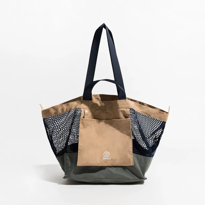 2024 Summer Custom Beach Accessories Ladies Big Comfort Nylon Foldable Mesh Tote Bag with Pockets Fashion Style