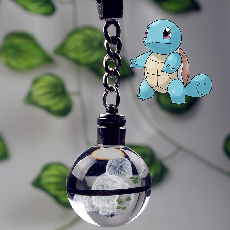 Оптовая продажа 30 мм гравированный Кристалл светодиодный Сквиртл k9 Go Ball брелок со светодиодной подсветкой для подарка Chidren