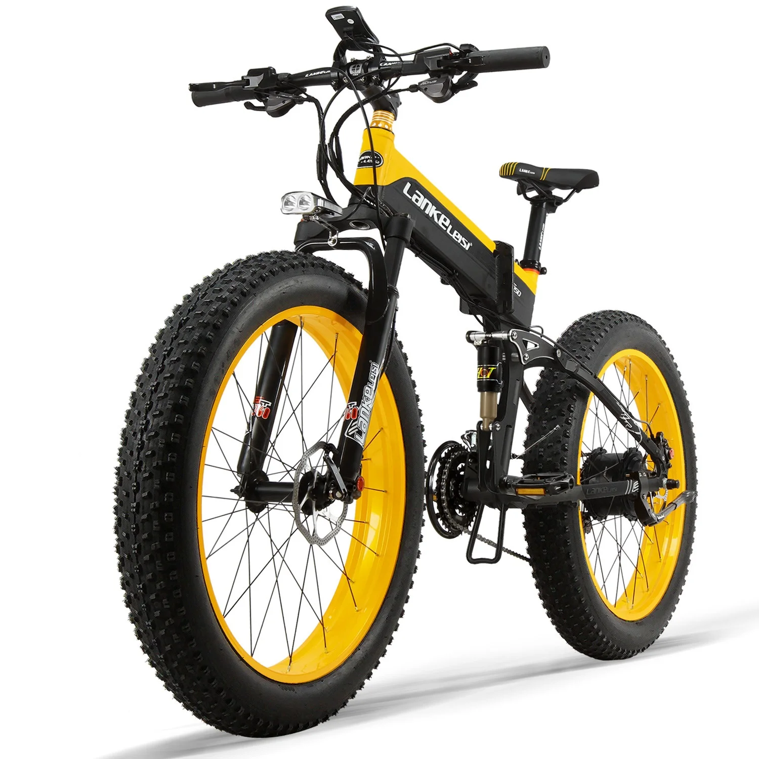 LANKELEISI electric bike 26 INCH FAT TIRE EBIKE 1000W 48V BATTERY 27 SPEED Folding bike