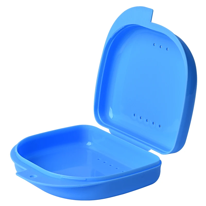 Retainer Case With Vent Holes and Hinged Lid Snaps Mouth Guard Case Orthodontic Dental Retainer Box Denture Storage Container