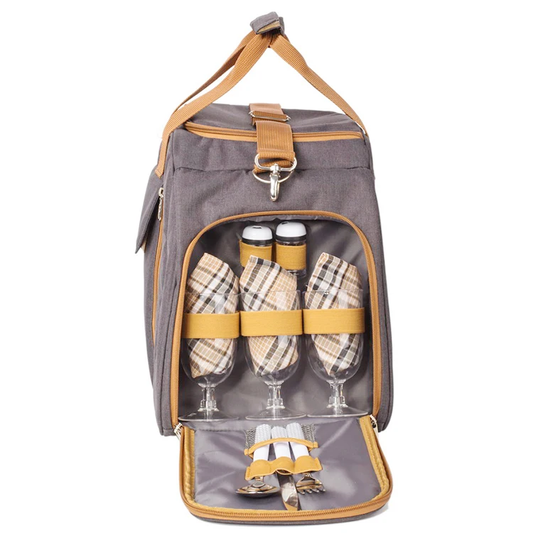 6 Person Shoulder Strap travel Picnic Bag With large capacity cooler compartment for big family outing