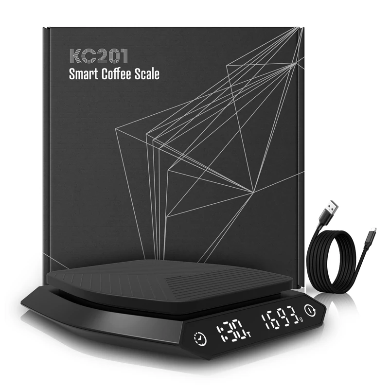 Customize Logo/Packaging Touch Panel 0.1g Coffee Scale Type-C Charging Coffee Scale Outdoor Weighing Scale Coffee