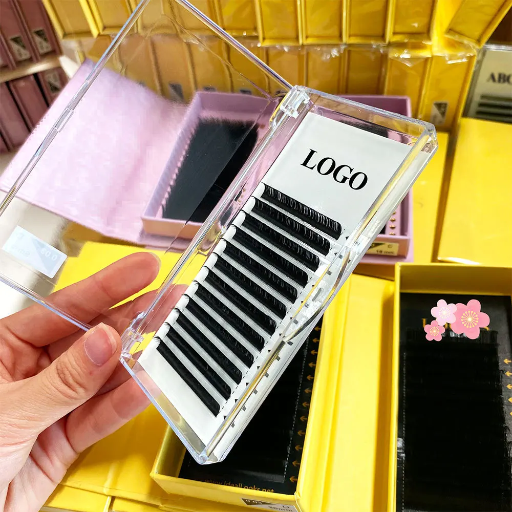 Korean Pbt 25mm Custom Private Label Mink Individual Lashes Las Supplies Lash Trays Volume Classic Cashmere Eyelash Extension