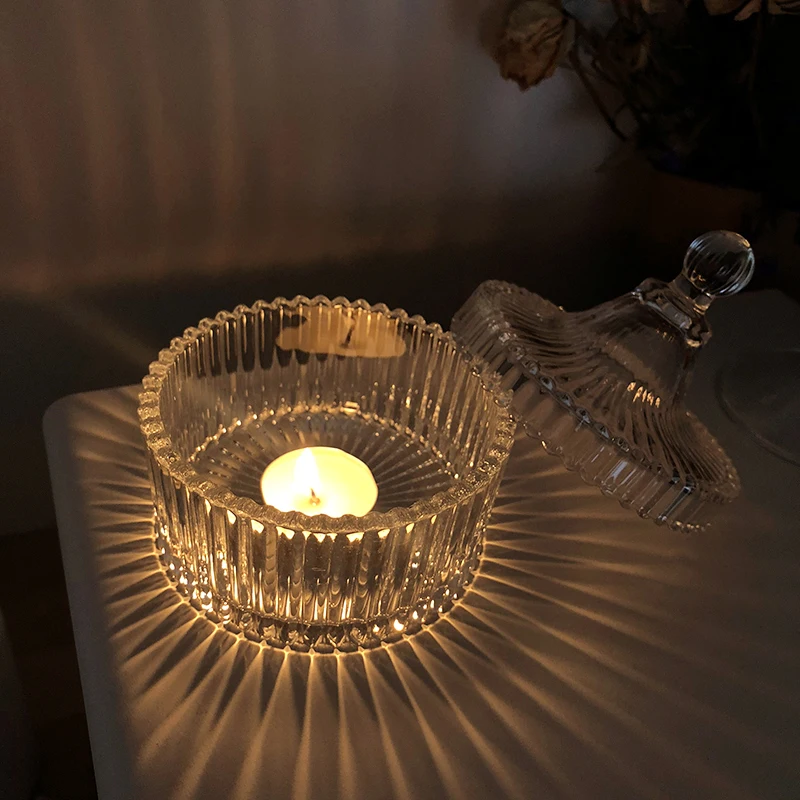 Luxury Geo Cut Home Wedding Decoration Crystal Glass Candle Jars For Candle Holder Containers Vessels With Lids