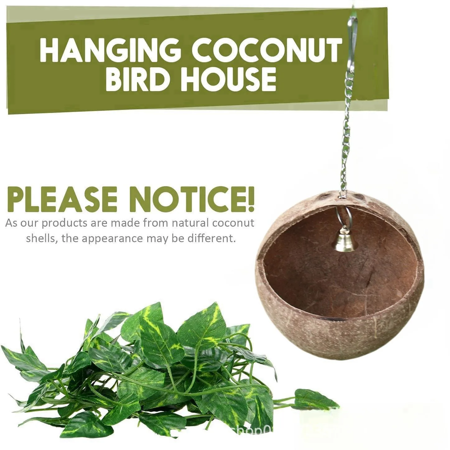 Natural Coconut Shell Bird Nest Tiger Skin Xuanphoenix Peony Swing Hammock Ring Sustainable Parrot Toy Hand Wash Style